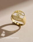 14K Gold Circle Signet Ring