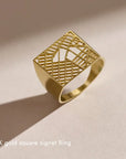 14k Yellow Gold Square Map Ring