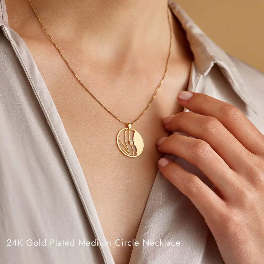 24k Gold Plated Medium Circle map Necklace