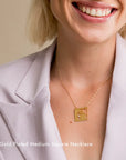 Gold Plated Medium Square map necklace