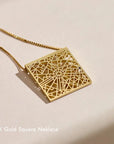 14K Gold square Map Necklace